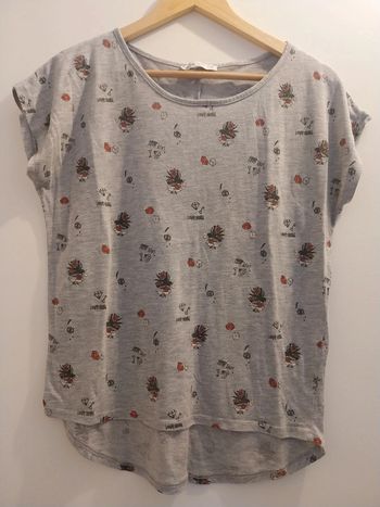 Haut gris à motifs ; taille S ; Gémo 🔴
