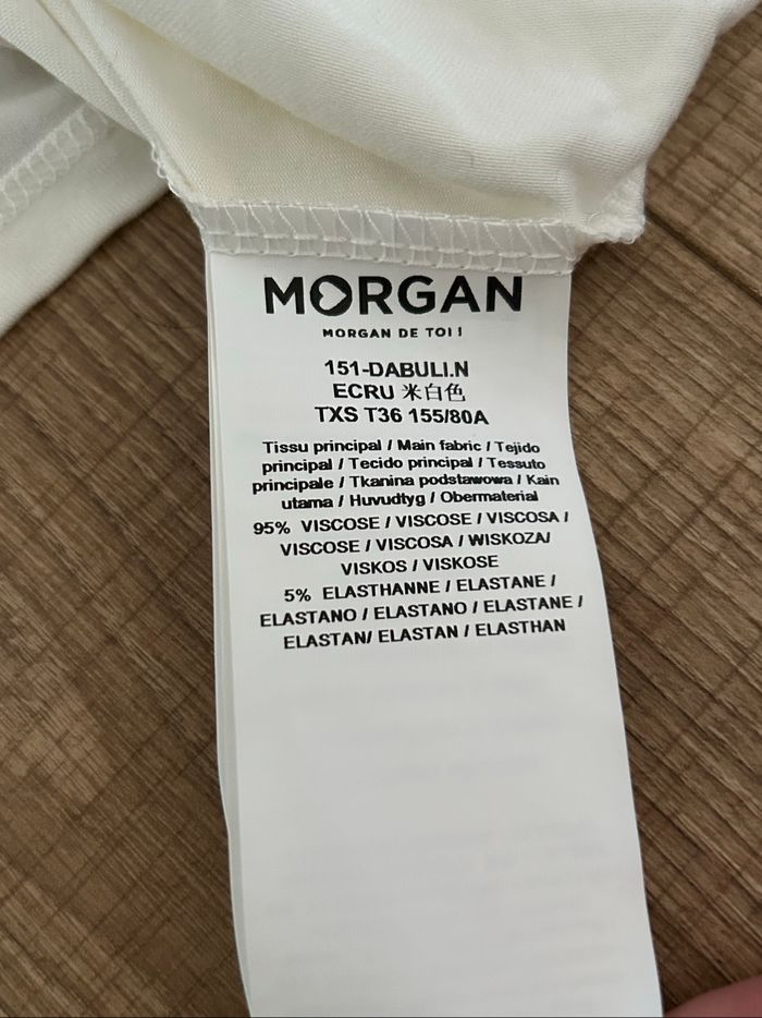 Teeshirt blanc écru neuf avec strass Morgan taille XS (valeur 35€) - photo numéro 10