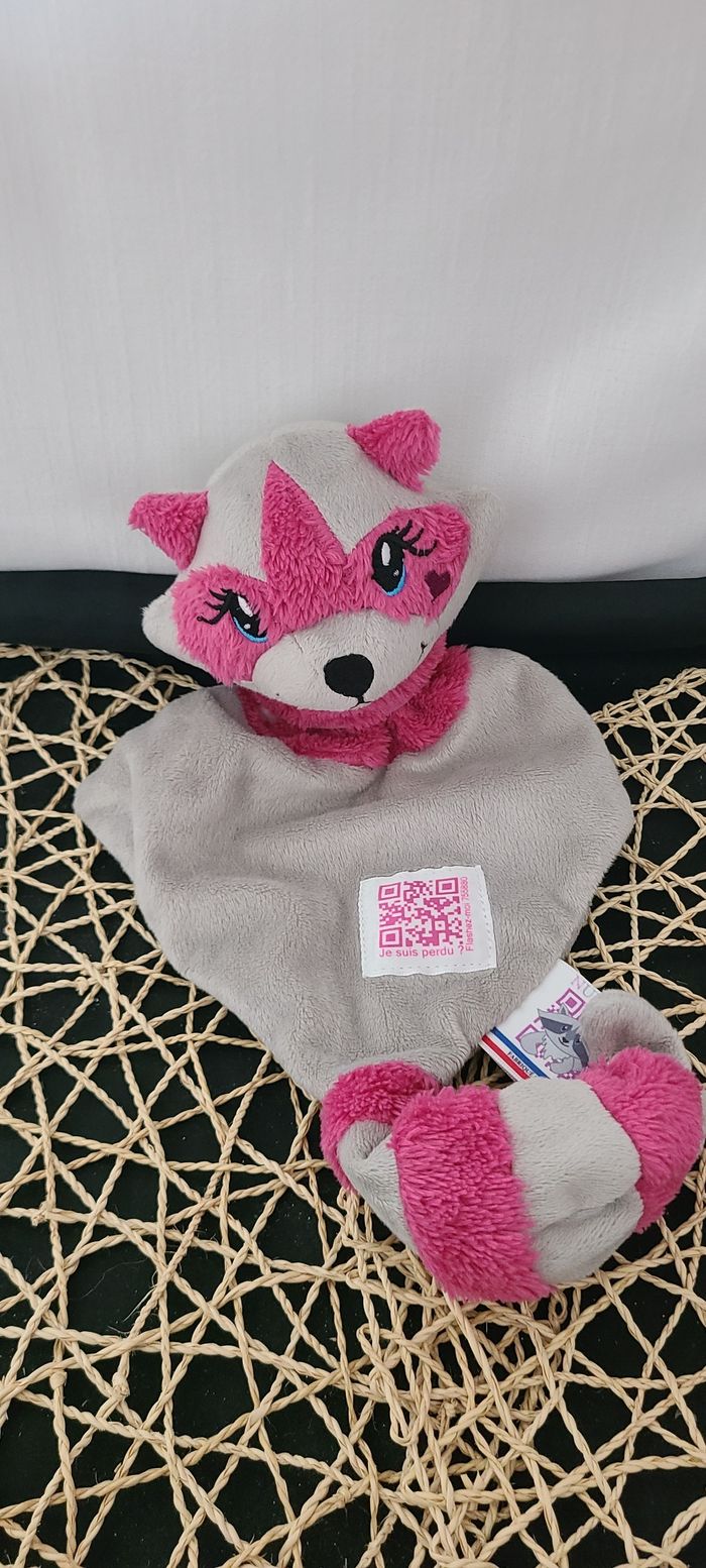 Coone - numidou Doudou raton laveur plat rose asalée - photo numéro 2