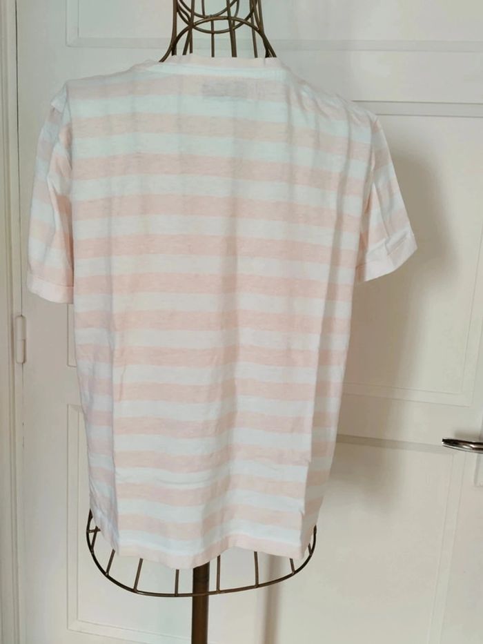Tee-shirt rayé rose pâle & blanc – Taille S/36 – Bershka – TBE - photo numéro 2