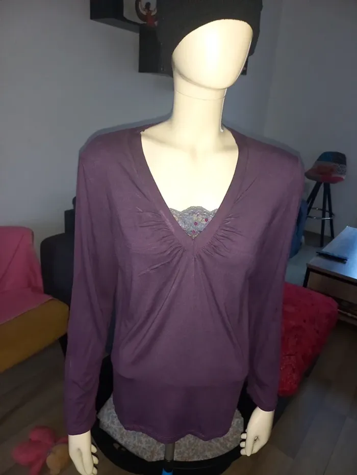 Haut femme violet T44 - photo numéro 2