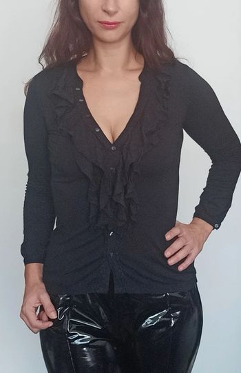 Haut gilet noir à jabot Esprit taille 36