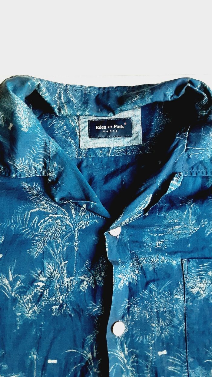 Vêtement homme chemise manches bleue motifs végétal taille XL - photo numéro 4