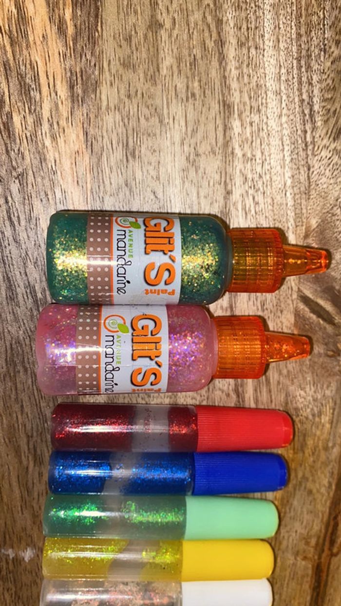 Lot de 7 tubes colle à paillettes - photo numéro 2