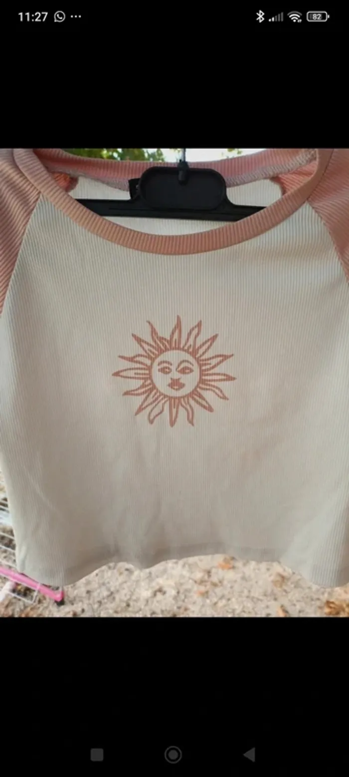 Tee-shirt court rose soleil shein