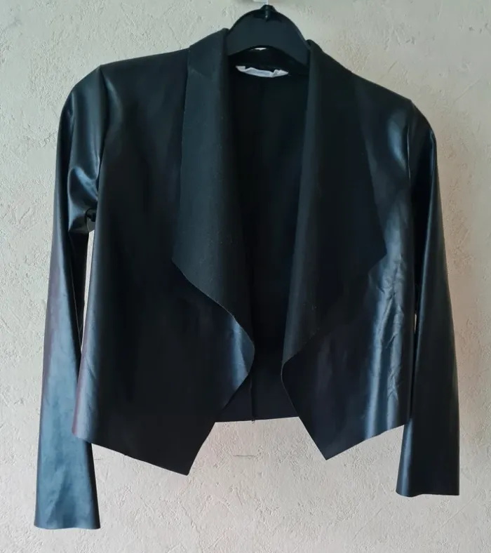 veste noire simili cuir PU fille 8 ans - photo numéro 3