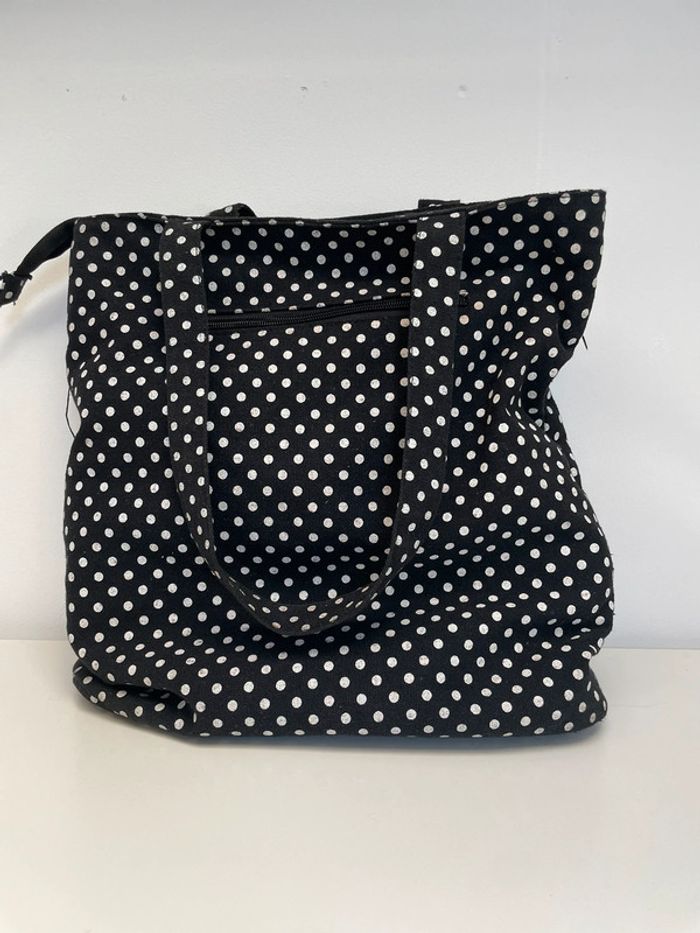 Sac à main fille noir à pois blanc - photo numéro 3