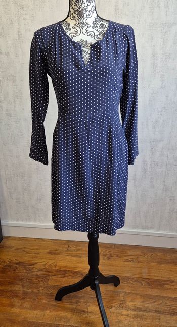 Robe midi manches longues bleu avec carre blanc hatford taille 2 38 M