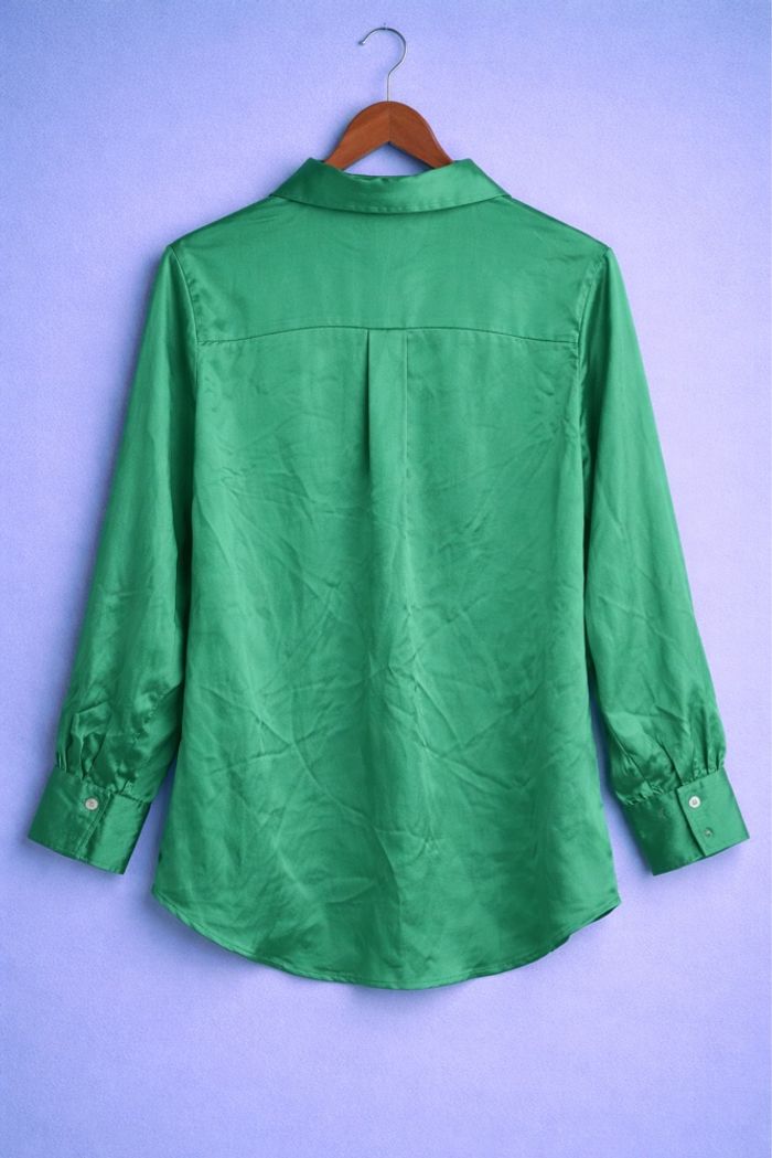 Chemise Zara Verte Satiné - photo numéro 3