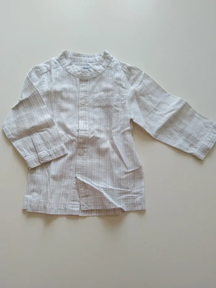 chemise carreaux traits fin verbaudet col mao garcon 12 mois