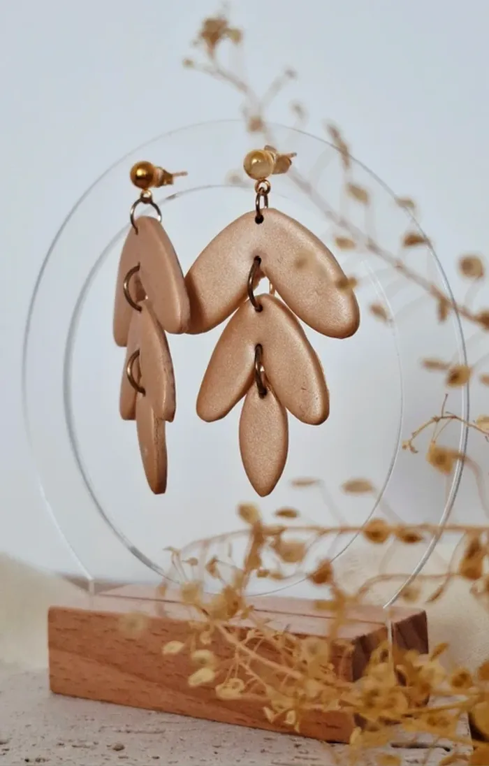 🌾 Brume sablée – Boucles d’oreilles boho chic - création unique fait main - photo numéro 3