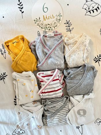 Lot de 10 bodies manches longues 6 mois