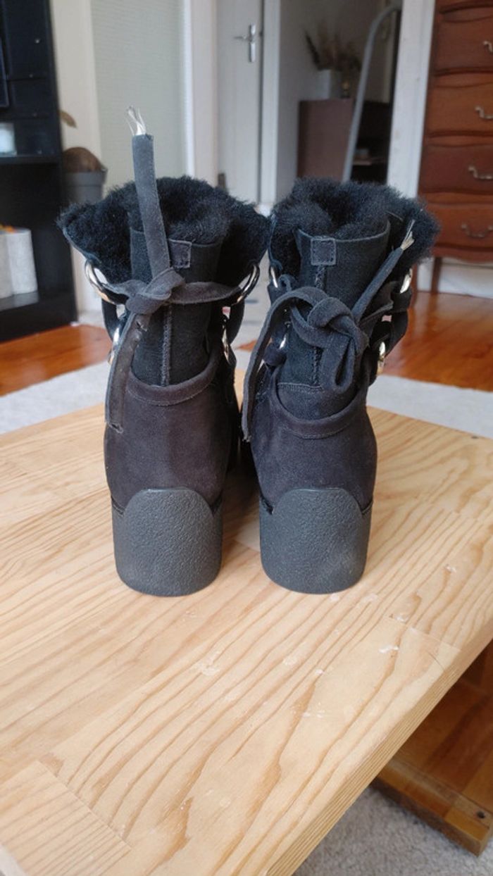 Boots bottine fourré véritable nubuk daim - photo numéro 4