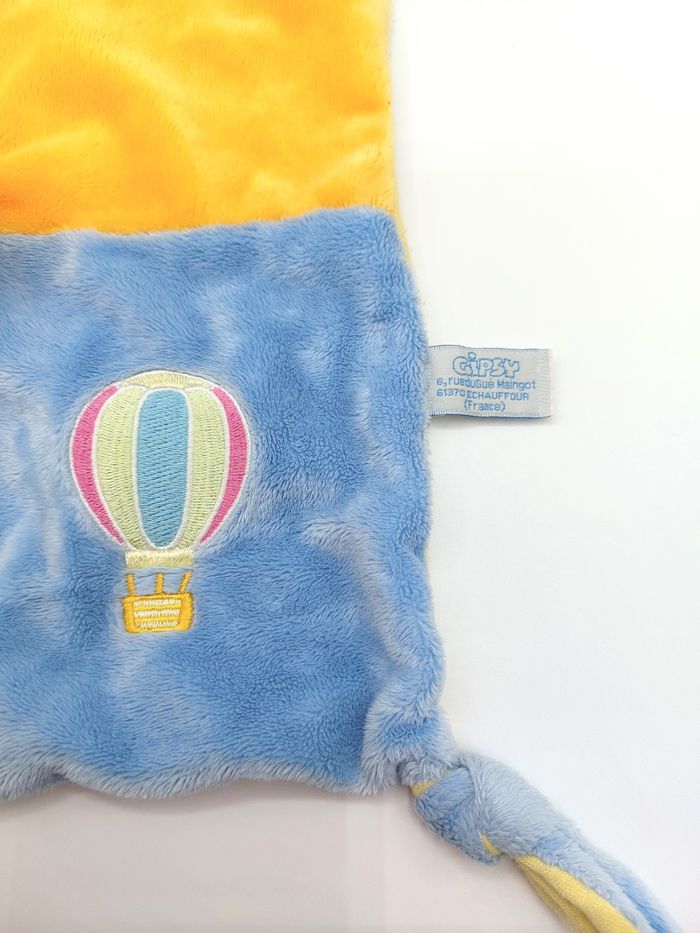 Doudou plat ours beige vert jaune orange bleu GIPSY montgolfière nuage 4 nouettes - photo numéro 3