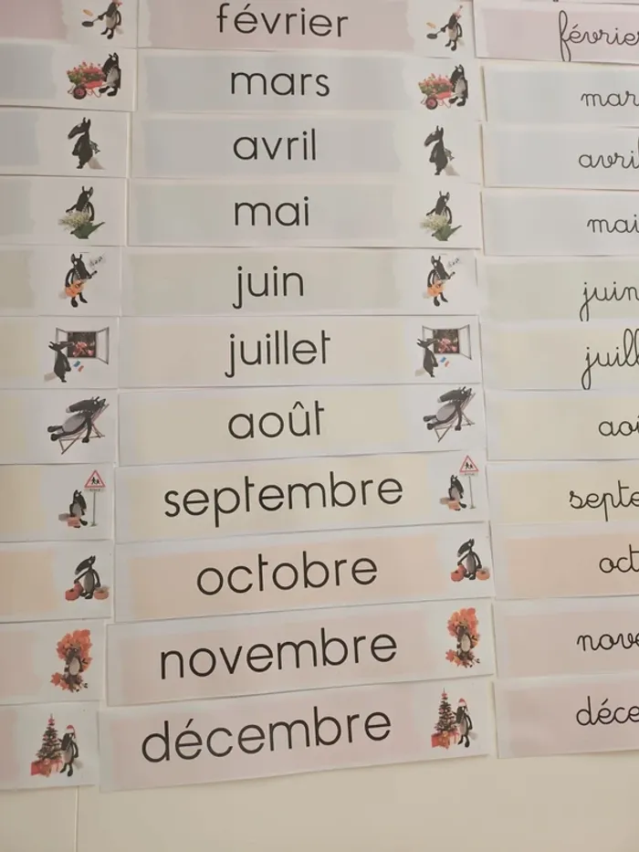 Lot d'affichage Mois de l'année Loup aimantés - photo numéro 3