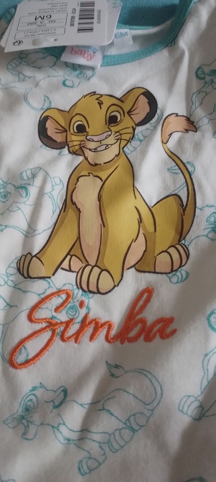 ensemble short tee shirt simba 6 mois neuf avec etiquette - photo numéro 2