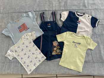 Ensemble Vêtement Absorba Salopette Courte + 4 Tee-Shirt Taille :12 Mois