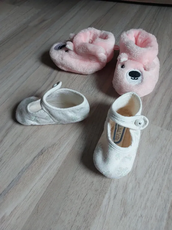 Lot 2 paires de chaussons 0-3mois - photo numéro 2