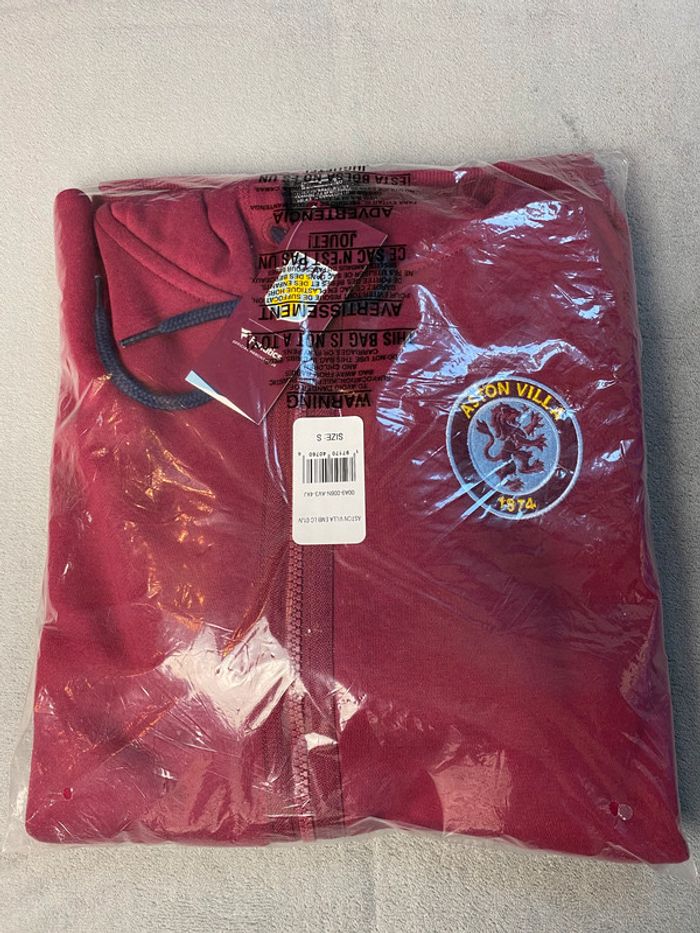 Aston Villa FC - Sweat capuche zippé brodé réglable Full-zip hoodie NЕUF (prix normal: 54eur) - photo numéro 6
