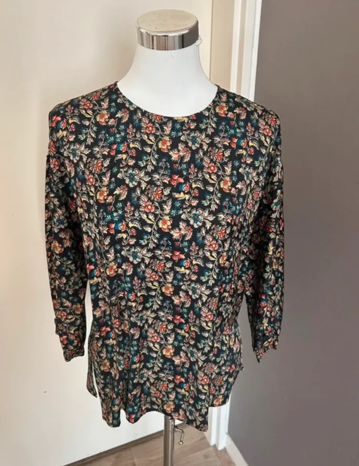 Zara haut top blouse, imprimée, floral femme, taille S/36