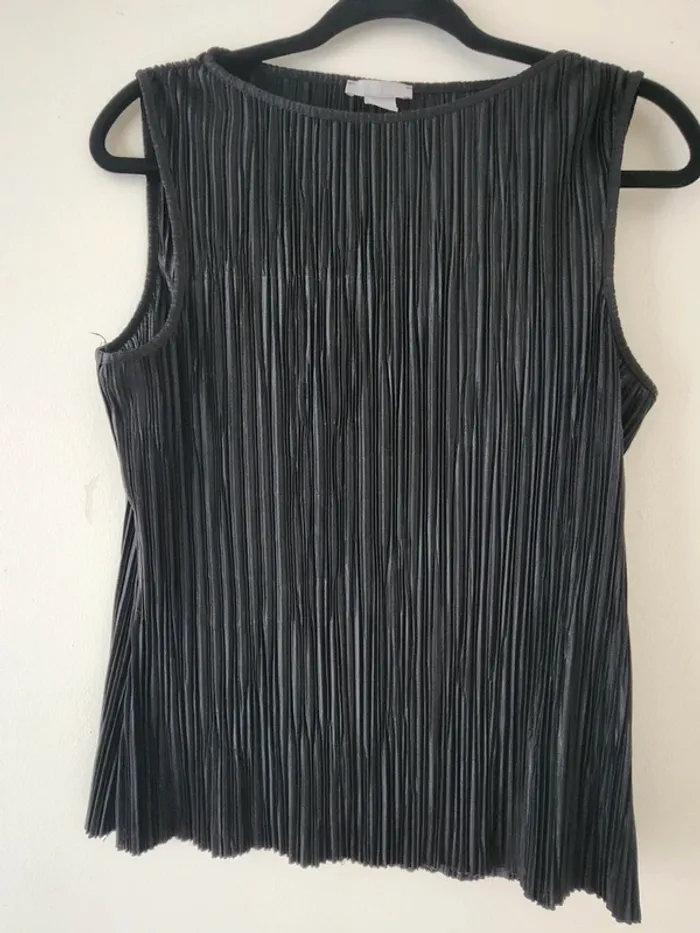 Haut sans manches noir plissé H&M - Taille S - photo numéro 6