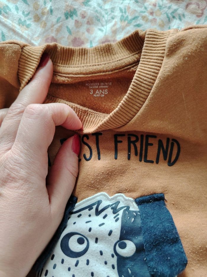 Pull marron avec chien en relief taille 3 ans - photo numéro 4