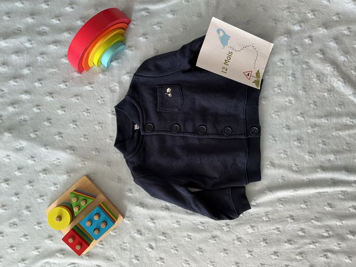 gilet à boutons marine poche poitrine 12 mois sans marque - photo numéro 2