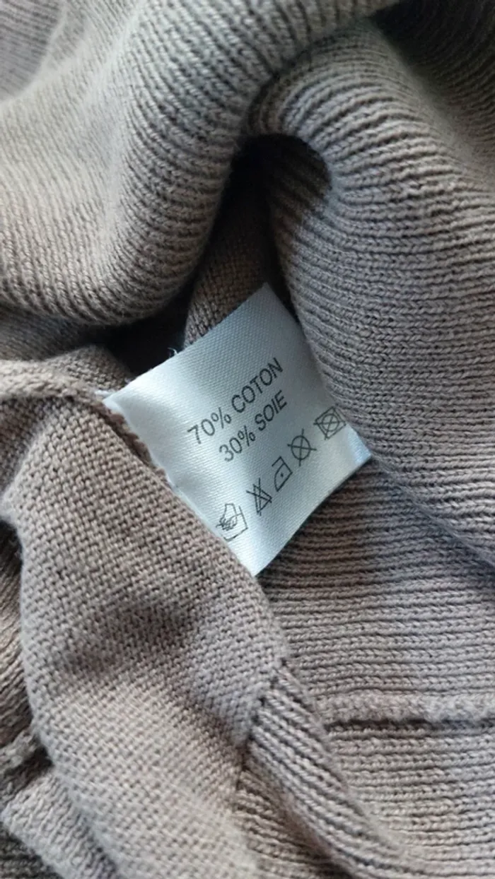 Robe pull oversize coton et soie beige avec strass taille S - photo numéro 5