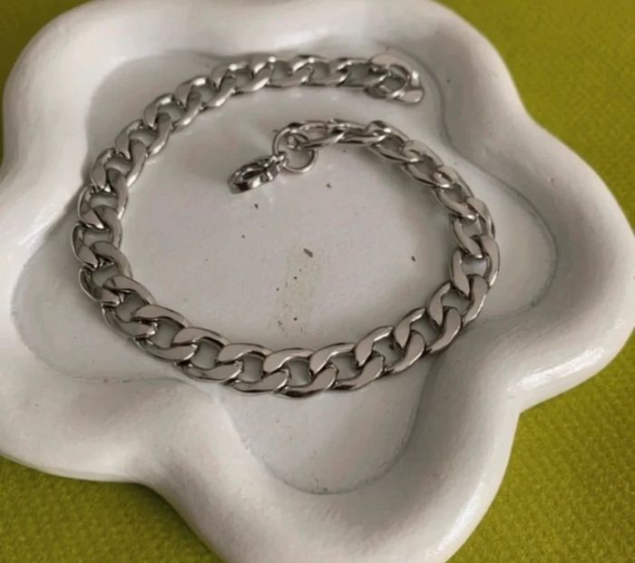 Bracelet cubain mixte en acier titane argenté 19 cm - photo numéro 5