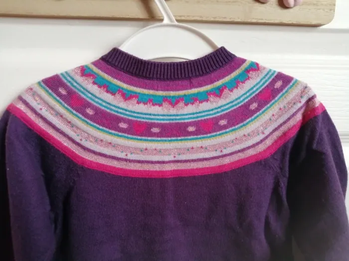 Gilet à boutons grain de blé violet rose turquoise - photo numéro 6