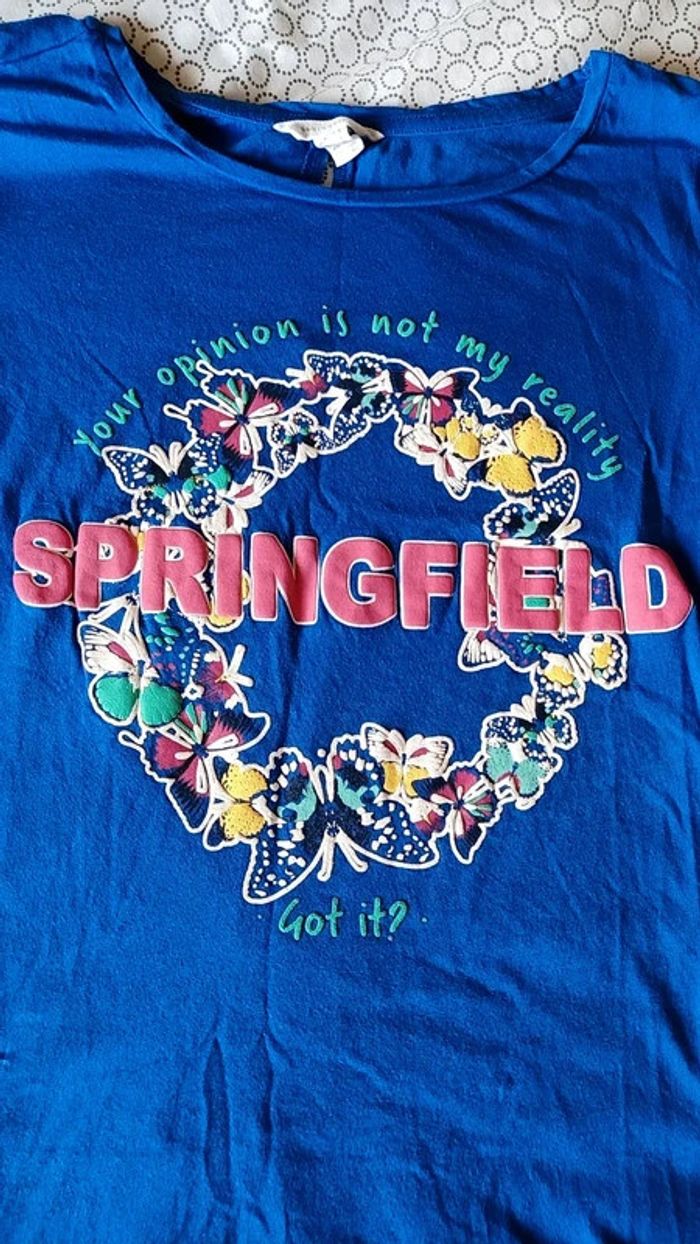 Joli t-shirt bleu roi Springfield - Taille S - photo numéro 3