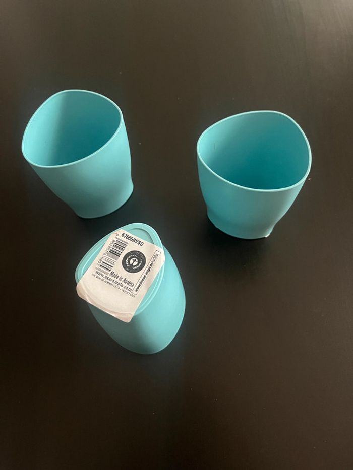 Lot de 3 pots à crayons bleu ciel