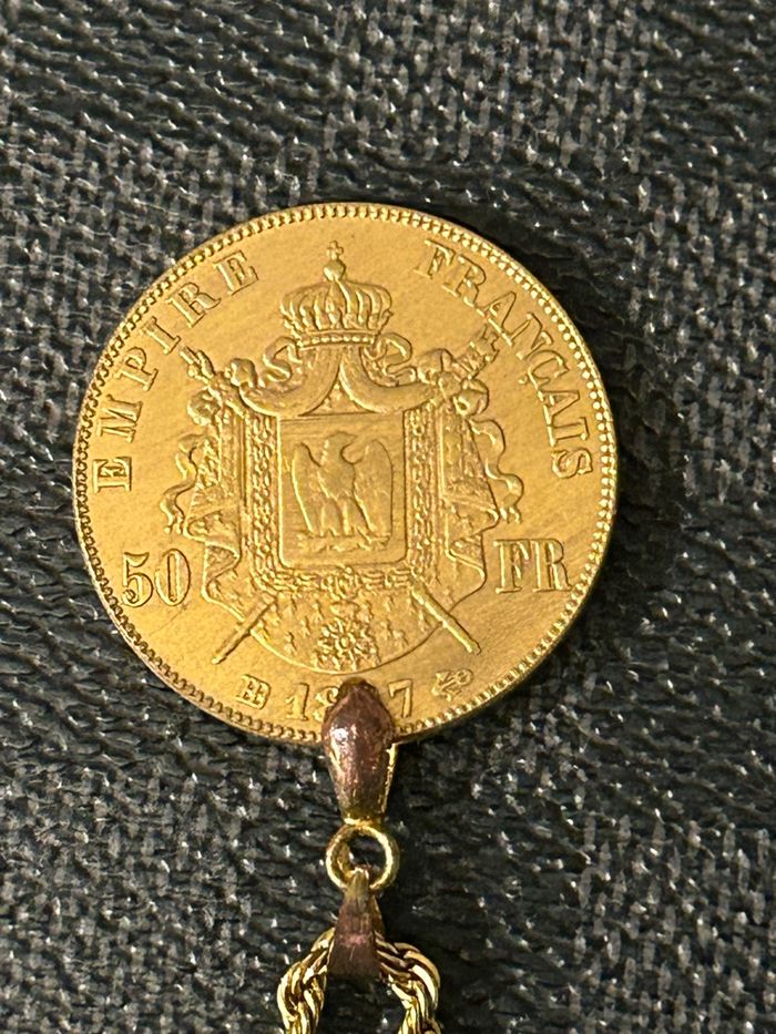 Collier Pendentif Reproduction de Pièce Napoléon III 50 Francs - photo numéro 2