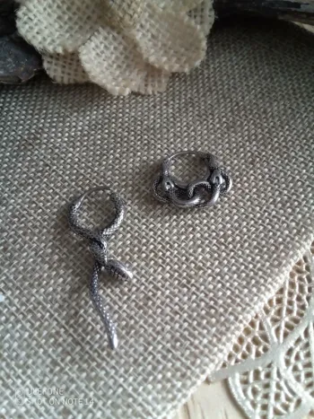 Boucles d'oreilles asymétriques serpents argentés