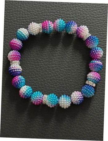 Bracelet multicolore et argenté en perles taille unique jamais porté