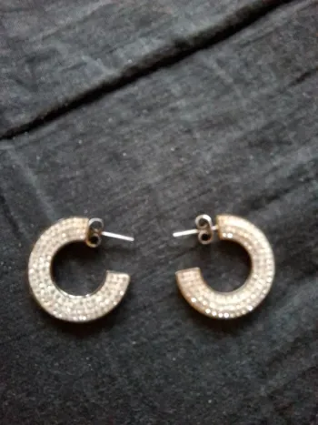 Boucles d'oreilles Victoria créoles épaisses serties de strass