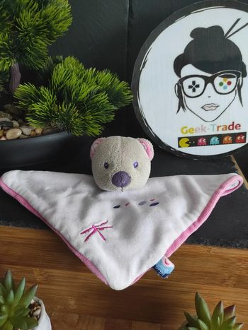 Doudou Knuffel Comforter Ours Chat Sucre D'orge Rose Libellule #geektradedoudou