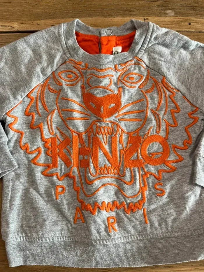 Pull Kenzo gris et orange - photo numéro 2