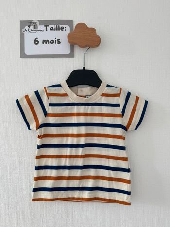 Tee shirt rayé manches courtes - taille 6 mois 🌼