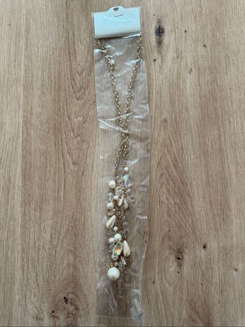 Collier long doré blanc boutique indépendante taille unique