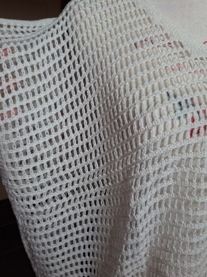 Pull blanc manches courtes maille ajourée neuf - photo numéro 2