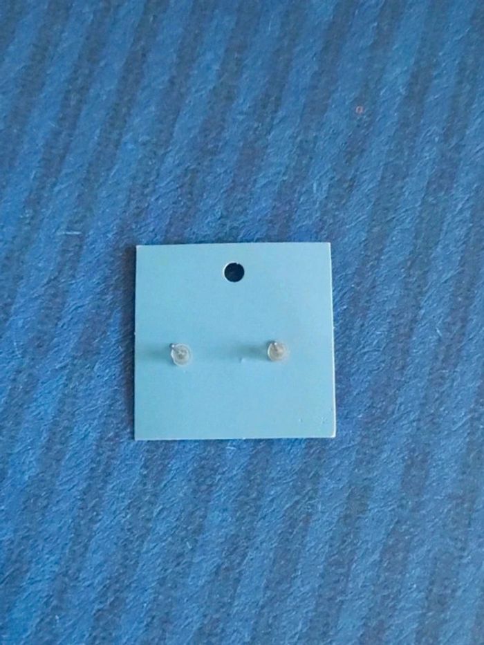 Boucles puces d'oreilles coeur strass bleu inox 🇨🇵 Fabrication Artisanale - Ø 12mm - photo numéro 3