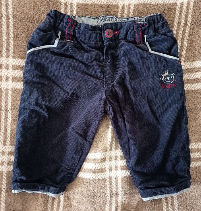 👖Pantalon Noir Enfant en Simili Velours côtelé - 3 Mois / Sergent Major