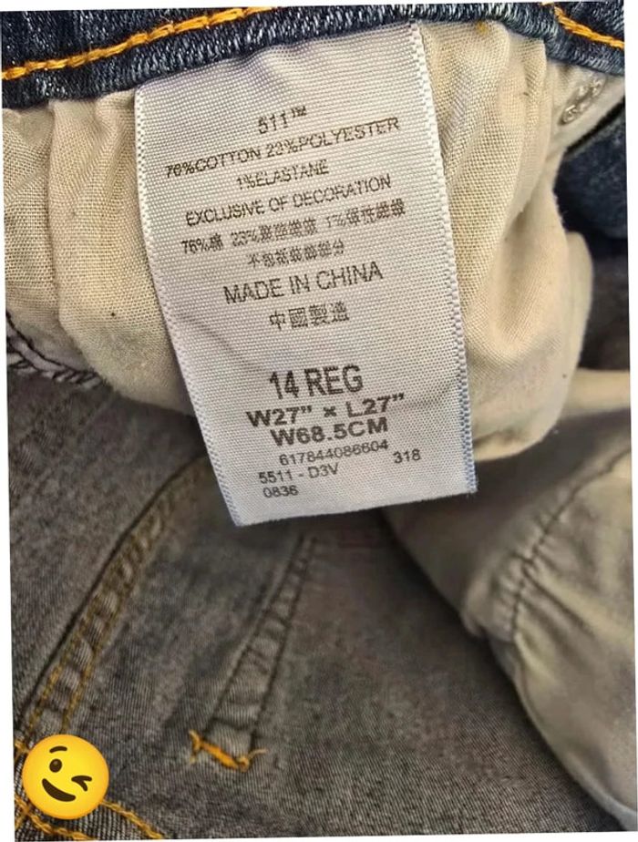 Jeans Levi's 511 W27 FR36 L27 coupe skinny bleu Femme Women pan234b - photo numéro 7