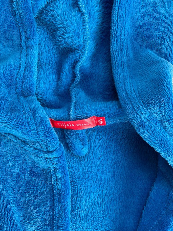 peignoir en polaire bleu avec capuche 4 ans tissaia - photo numéro 4