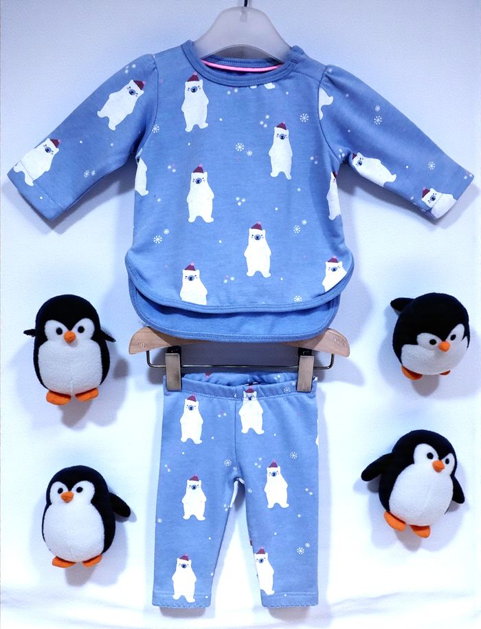 C&A - NEW - ENSEMBLE 3P BÉBÉ FILLE INTÉRIEUR POLAIRE MOTIF PETITS OURS BLANCS 3M - photo numéro 4