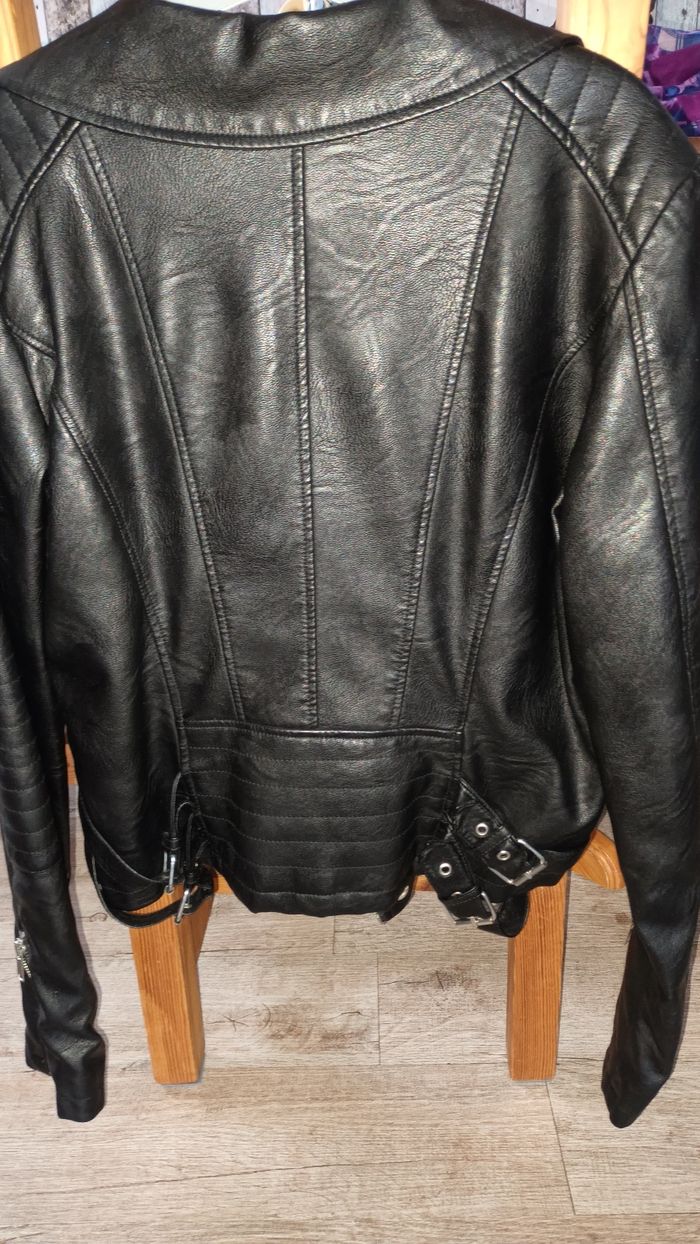 Blouson simili cuir noir - photo numéro 2