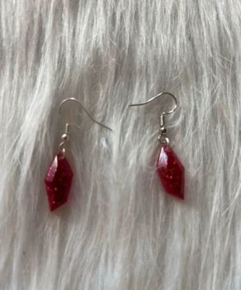 Sublime paire de boucles d’oreilles en résine🥰 paillettes roses neuve