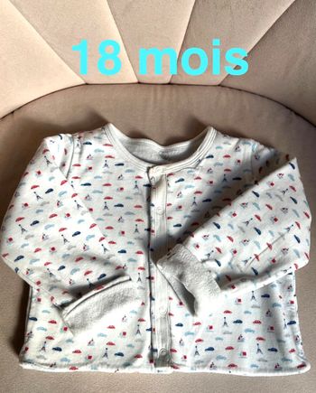 Gilet mixte doublé éponge à pressions 18 mois - Petit Bateau