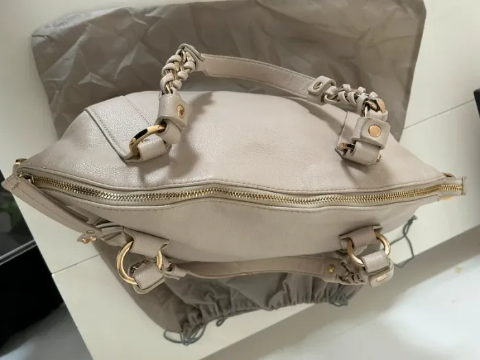 liu jo sac a main cuir beige crème Modèle bauletto - photo numéro 4